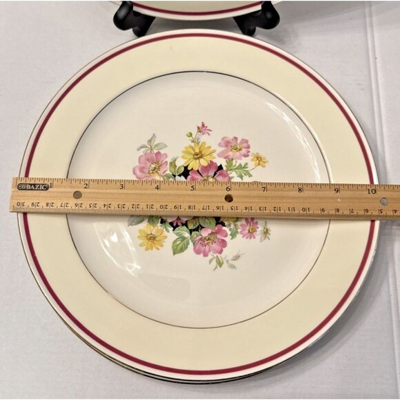 Edwin Knowles Semi-Vitreous Dinner China Plates Set of 4 USA 10.25" Vintage - Picture 3 of 6